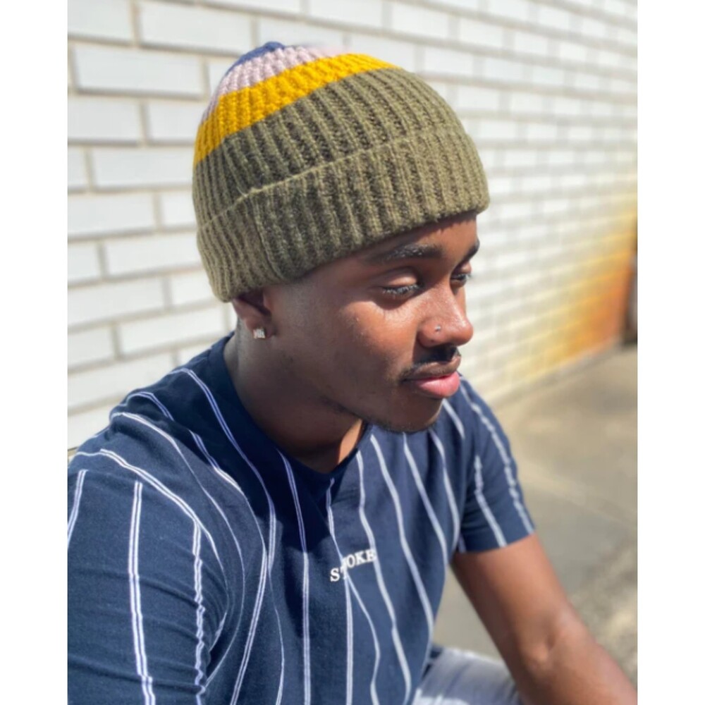Striped Beanie (Beige) - Picture 5 of 5